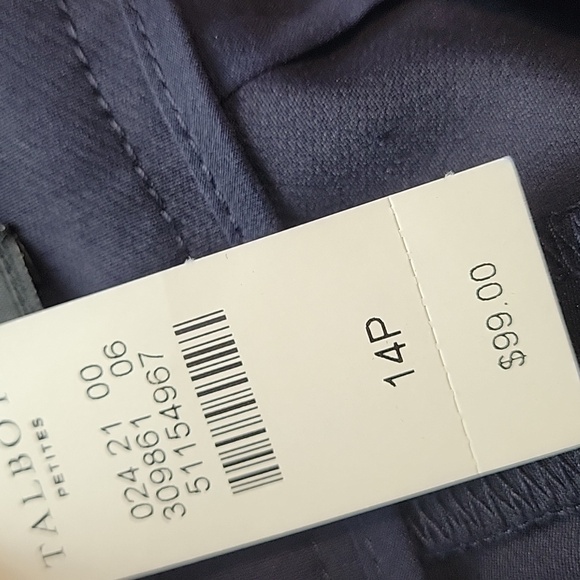 Talbots Ruffle Pockets Cropped Navy Blue Pants 14P - Picture 2 of 8